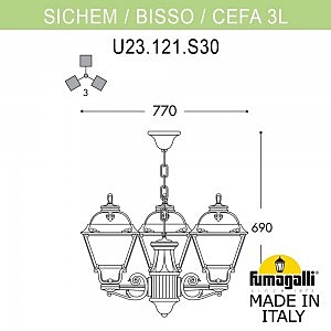 Уличный подвесной светильник Fumagalli Cefa U23.120.S30.BYF1R