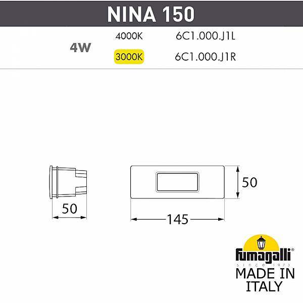 Подсветка для ступеней Fumagalli Nina 6C1.000.000.WYJ1L