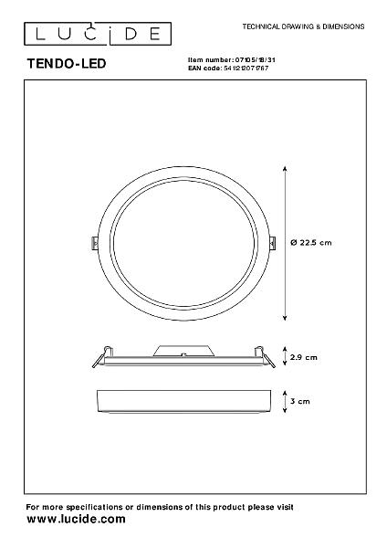 Светильник потолочный Lucide Tendo-Led 07105/18/31