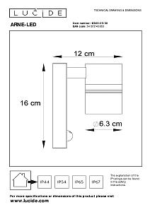 Уличный настенный светильник Lucide Arne-Led 14866/05/30