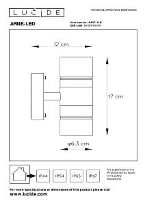 Уличный настенный светильник Lucide Arne-Led 14867/11/12
