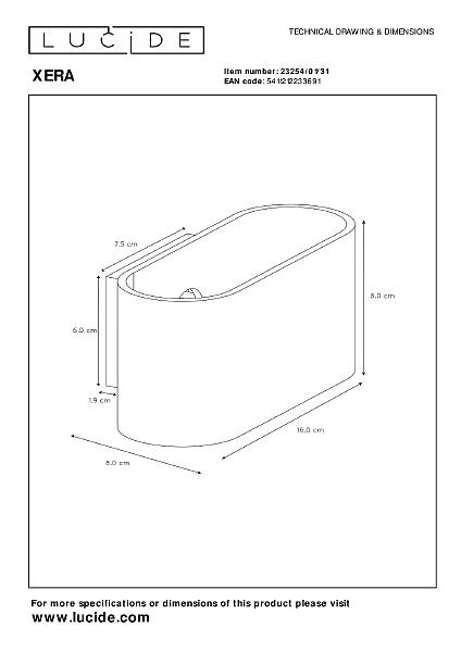 Настенное бра Lucide Xera 23254/01/31