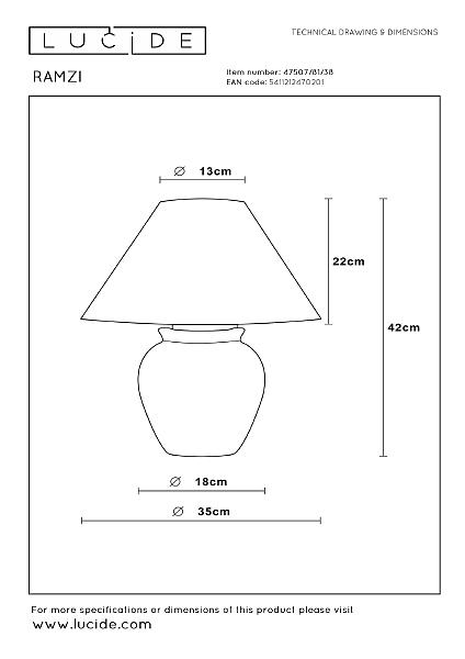 Настольная лампа Lucide Ramzi 47507/81/38