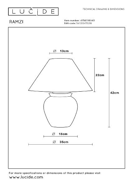 Настольная лампа Lucide Ramzi 47507/81/43