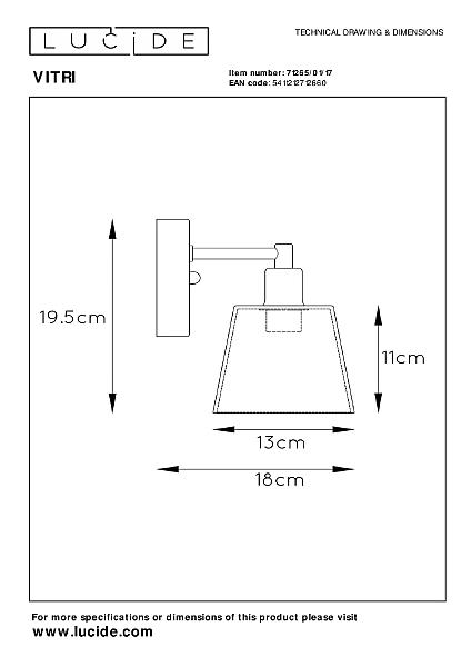 Настенное бра Lucide Vitri 71265/01/17