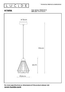 Светильник подвесной Lucide Kyara 78385/20/31