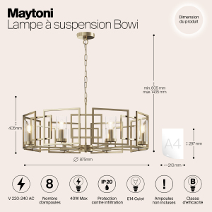 Подвесная люстра Maytoni Bowi H009PL-08G