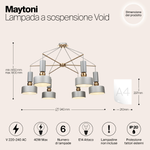 Подвесная люстра Maytoni Void MOD030PL-06GR