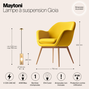 Светильник подвесной Maytoni Gioia P011PL-01G