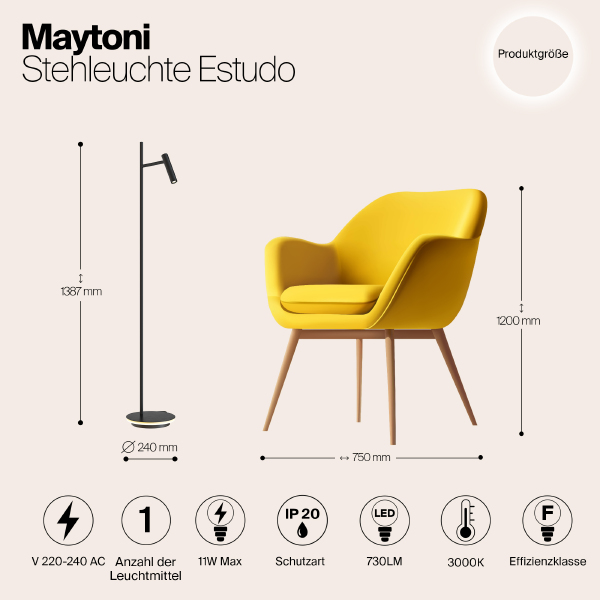 Торшер Maytoni Estudo Z010FL-L8B3K