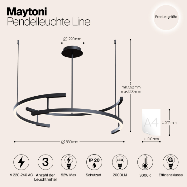 Подвесная люстра Maytoni Line MOD054PL-L52B3K