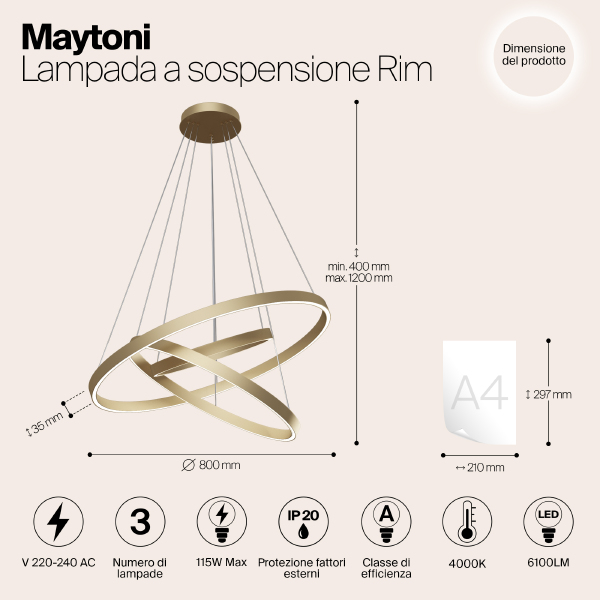 Подвесная люстра Maytoni Rim MOD058PL-L100BS4K