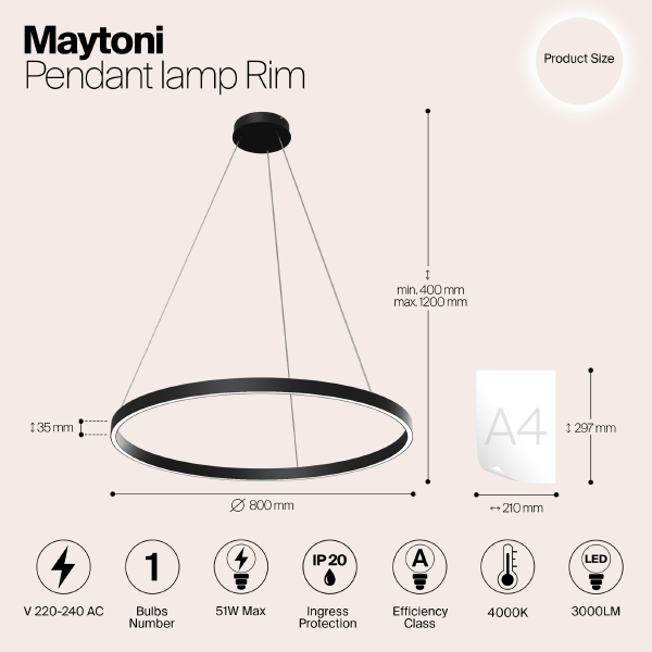 Подвесная люстра Maytoni Rim MOD058PL-L42B4K