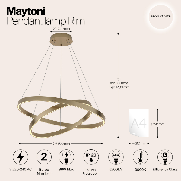 Подвесная люстра Maytoni Rim MOD058PL-L74BS4K