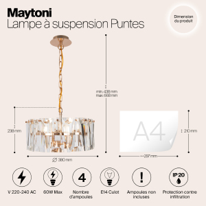 Подвесная хрустальная люстра Puntes Maytoni MOD043PL-04G