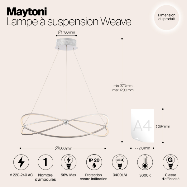 Подвесная люстра Maytoni Weave MOD062PL-L56CH3K