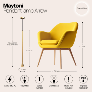 Светильник подвесной Maytoni Arrow P064PL-01G