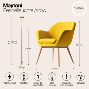 Светильник подвесной Maytoni Arrow P064PL-01G