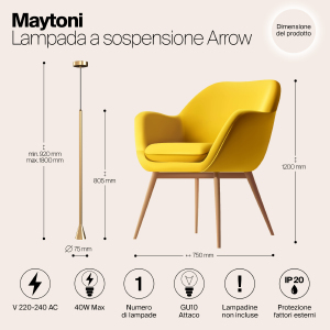 Светильник подвесной Maytoni Arrow P064PL-01G