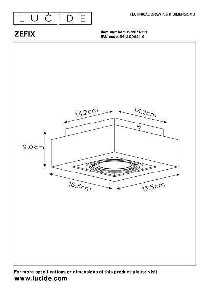 Накладной светильник Lucide Zefix 09120/12/31