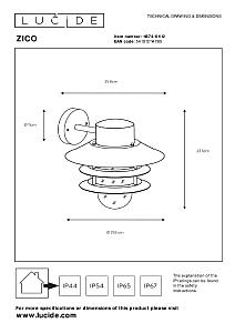 Уличный настенный светильник Lucide Zico 11874/01/12