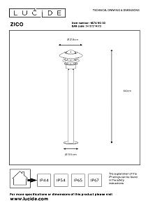 Столб фонарный уличный Lucide Zico 11874/99/30