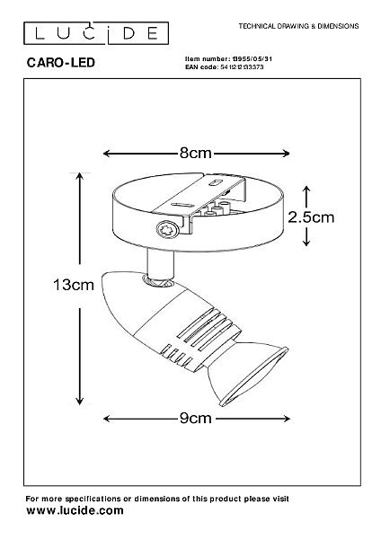 Светильник спот Lucide Caro-Led 13955/05/31