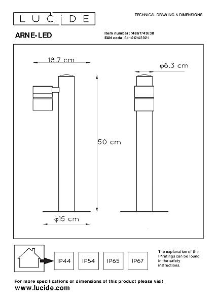 Уличный наземный светильник Lucide Arne-Led 14867/49/30