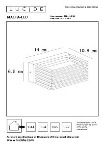 Уличный LED настенный светильник Lucide Malta-Led 15800/05/30