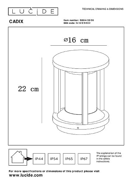 Уличный наземный светильник Lucide Cadix 15804/22/30