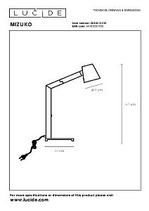 Настольная лампа Lucide Mizuko 20610/01/30