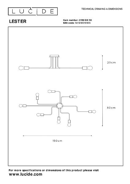 Потолочная люстра Lucide Lester 21112/08/30