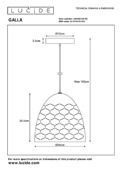 Светильник подвесной Lucide Galla 43408/24/30