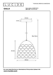 Светильник подвесной Lucide Galla 43408/24/31