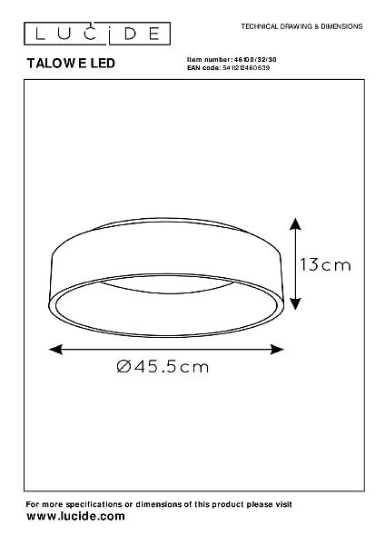 Потолочный светодиодный светильник Lucide Talowe Led 46100/32/30