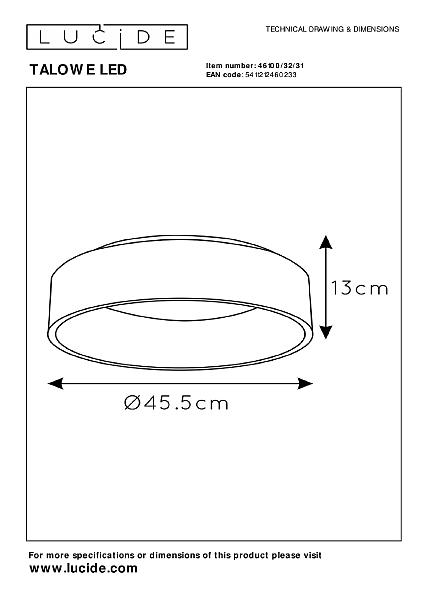 Потолочный светодиодный светильник Lucide Talowe Led 46100/32/31