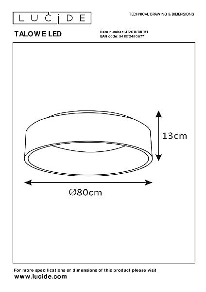 Потолочный светодиодный светильник Lucide Talowe Led 46100/80/31