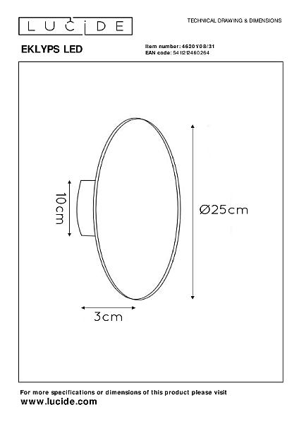 Настенный светильник Lucide Eklyps Led 46201/08/31