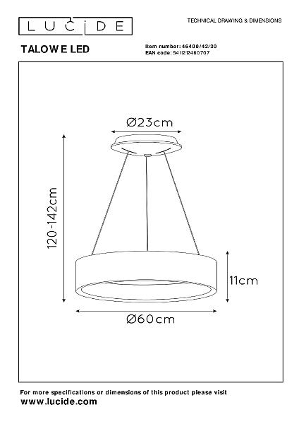 Подвесная люстра Lucide Talowe Led 46400/42/30