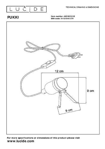 Настольная лампа Lucide Pukki 46511/05/02