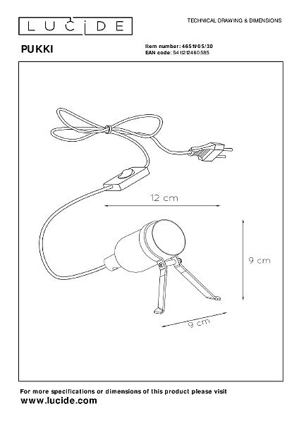 Настольная лампа Lucide Pukki 46511/05/30