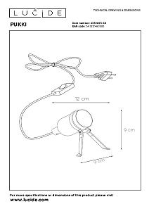 Настольная лампа Lucide Pukki 46511/05/30
