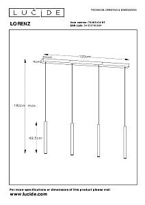 Светильник подвесной Lucide Lorenz 74403/04/97