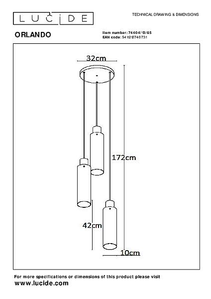 Светильник подвесной Lucide Orlando 74404/13/65