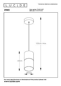 Светильник подвесной Lucide Zino 74410/01/97