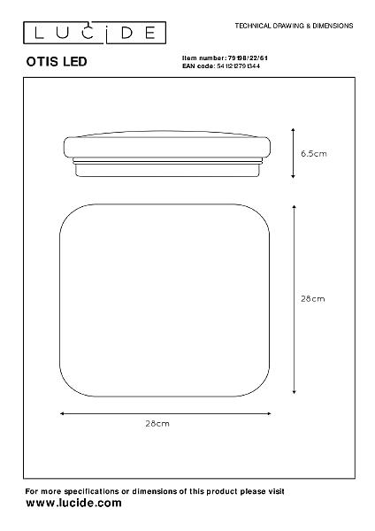 Потолочный светодиодный светильник Lucide Otis 79198/22/61