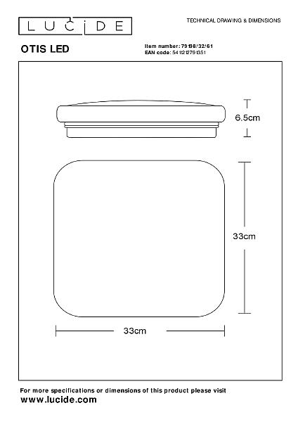 Потолочный светодиодный светильник Lucide Otis 79198/32/61