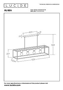 Светильник подвесной Lucide Ruben 00424/04/30