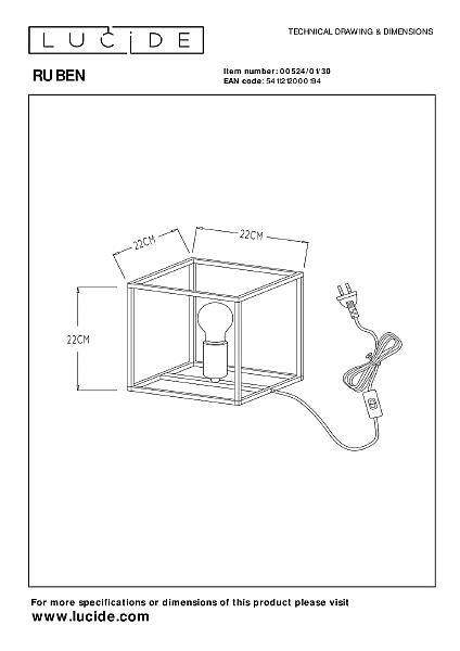 Настольная лампа Lucide Ruben 00524/01/30