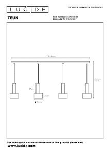 Светильник подвесной Lucide Teun 45471/04/30